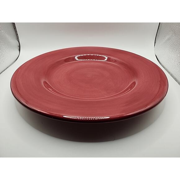 Corsica Home Hand Painted Hand Crafted Large 11 1/4" Red Dinner Serving Plate - Picture 7 of 7
